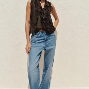 YARI TRANSPARAN VOLANLI TOP - از برند زارا