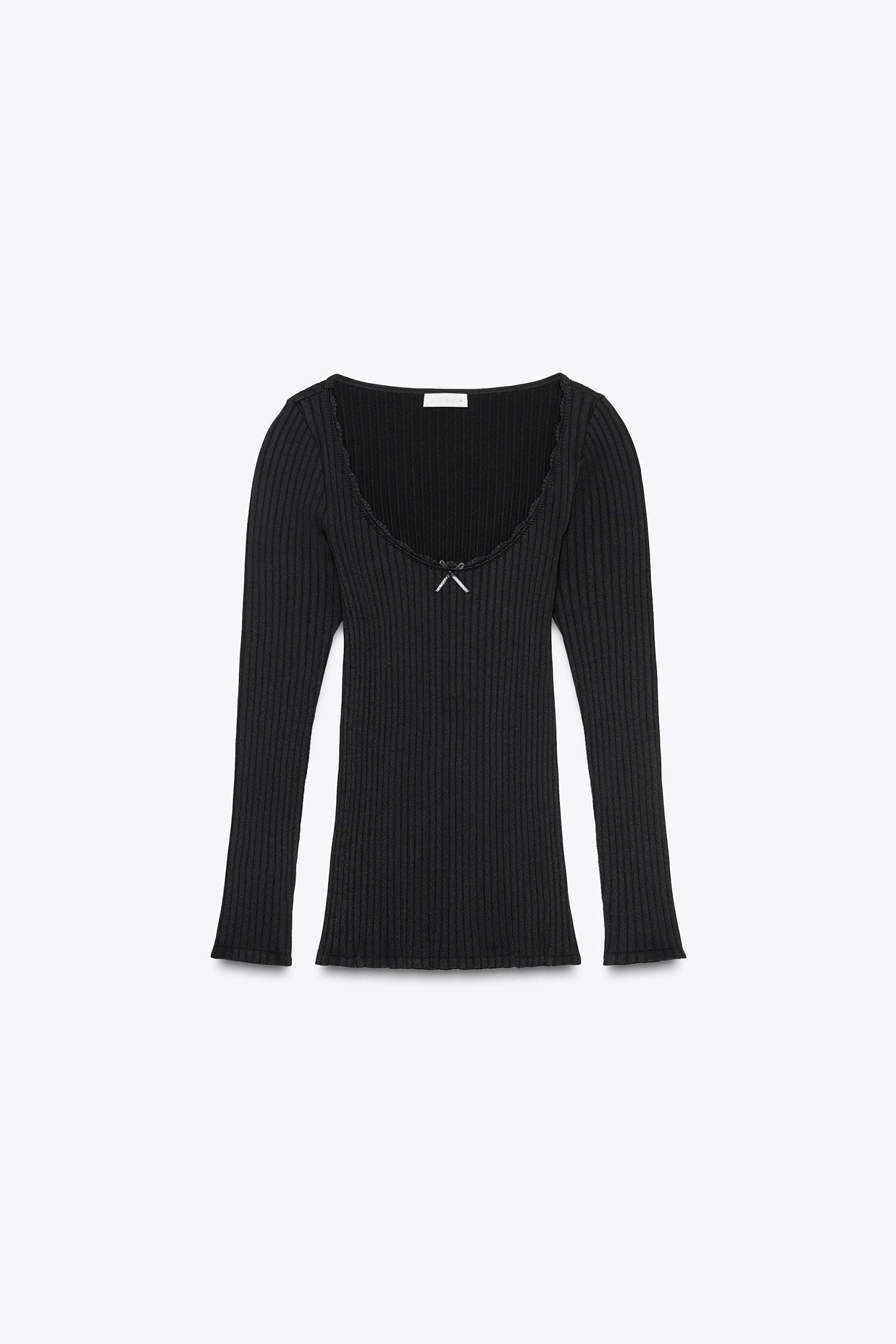 تاپ فیتلی یقه گرد و آستین بلند از برند زارا (زنانه)