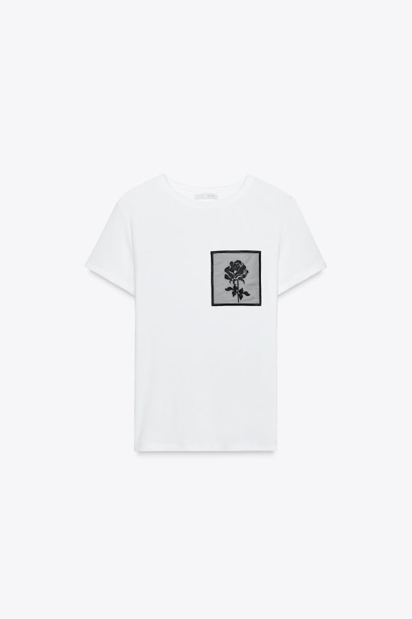 ÇİÇEK CEPLİ T-SHIRT - از برند زارا