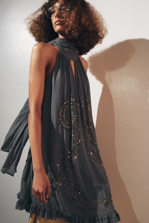 İŞLEMELİ HALTER YAKA ZW COLLECTION ELBİSE - از برند زارا