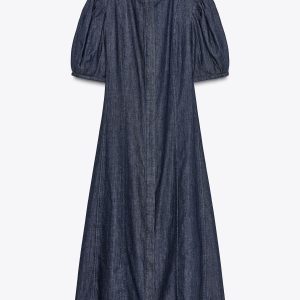 پیراهن میدی زنانه با یقه گرد و آستین از برند زارا (زنانه)