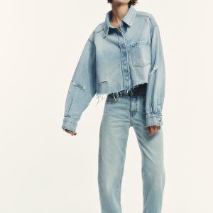 YIRTIKLI TRF CROP DENIM İNCE CEKET - از برند زارا