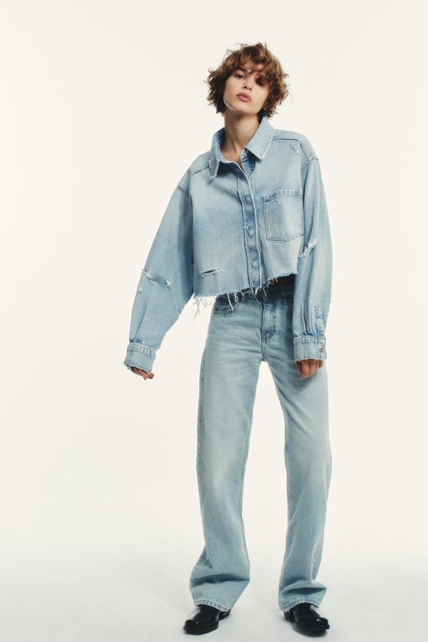 YIRTIKLI TRF CROP DENIM İNCE CEKET - از برند زارا