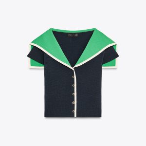 بلوز یقه‌دار V شکل آستین کوتاه از برند زارا (زنانه)