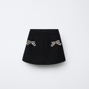 دامن بافتنی کمر کشی با پاپیون از برند زارا