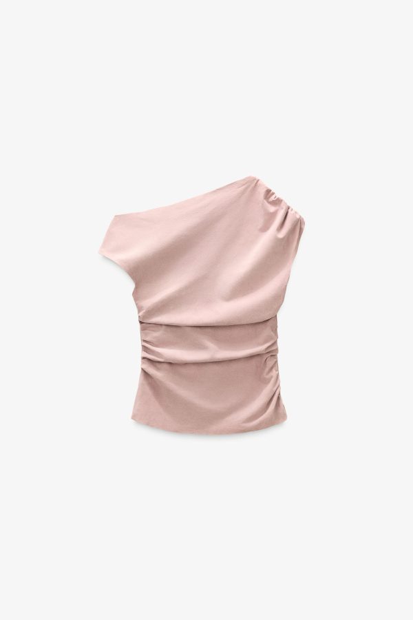 LIMITED EDITION DRAPELİ ÜET DERİ TOP - از برند زارا