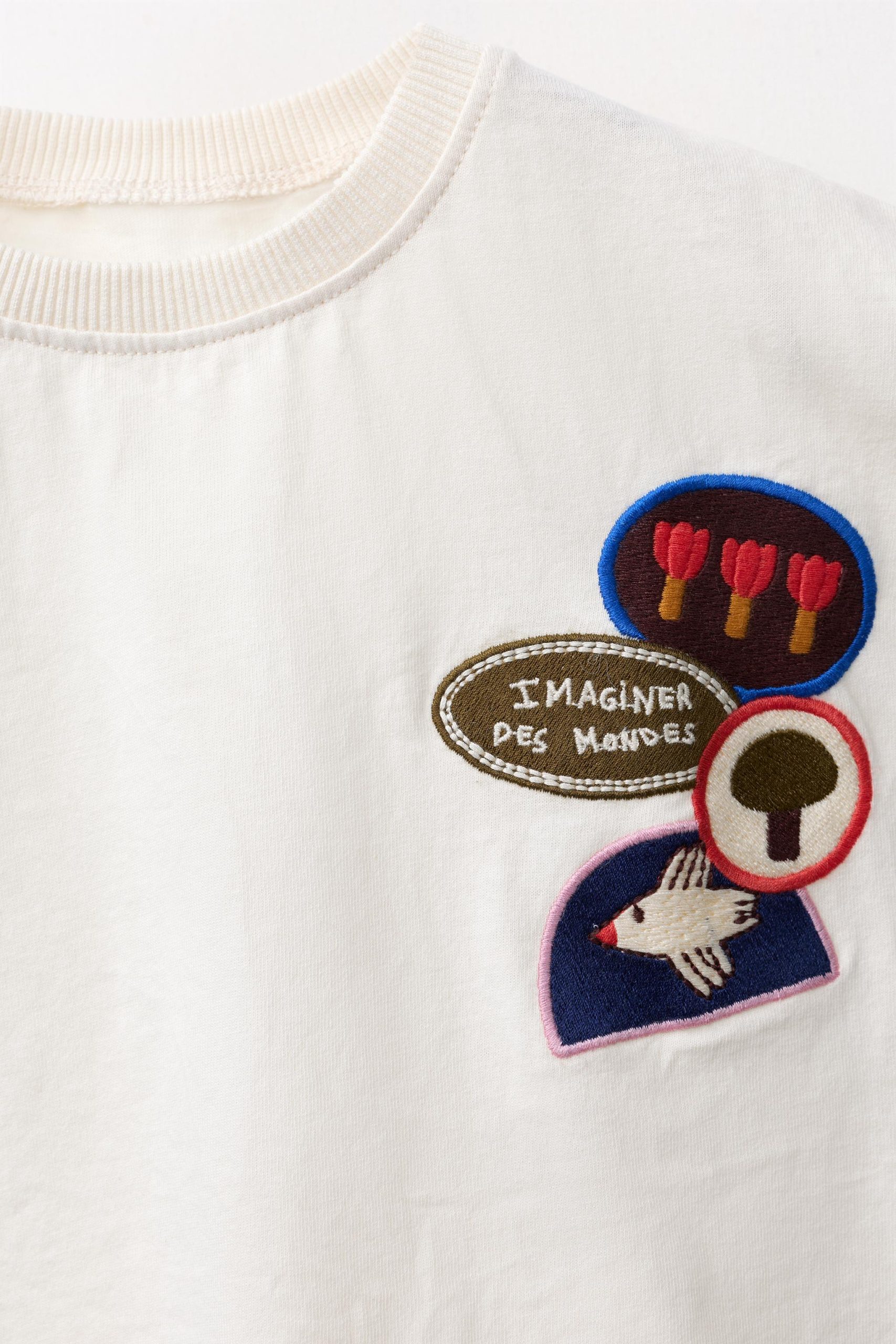 تیشرت پنبهای یقه گرد گلدوزی شده از برند زارا