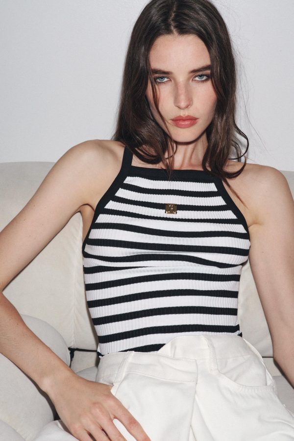 ZARA BROŞLU ÇİZGİİ TOP - از برند زارا