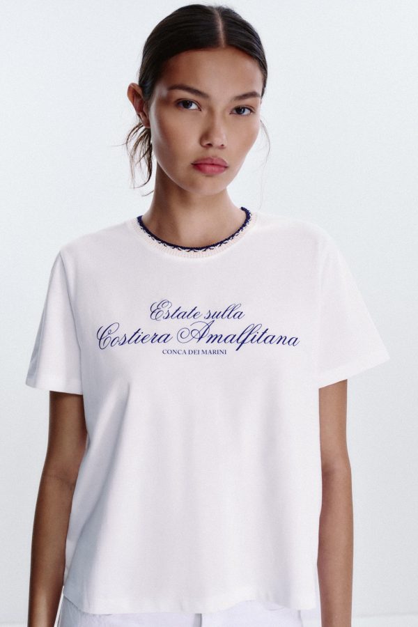 KALIN TRİKO YAKALI YAZILI T-SHIRT - از برند زارا