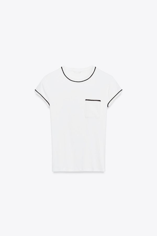 METALİK İPLİ BİYELİ T-SHIRT - از برند زارا