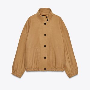 جکت بمبری چرم زنانه با جیب مخفی از برند زارا (زنانه)