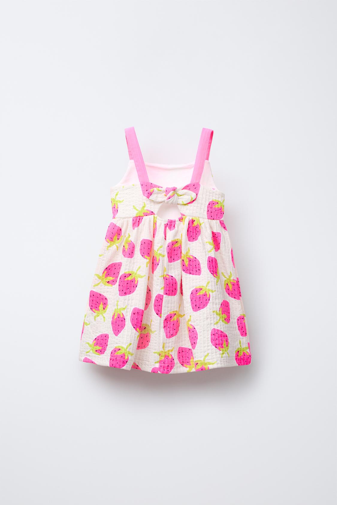 پیراهن طرح‌دار با یقه صاف و بند دار از برند زارا