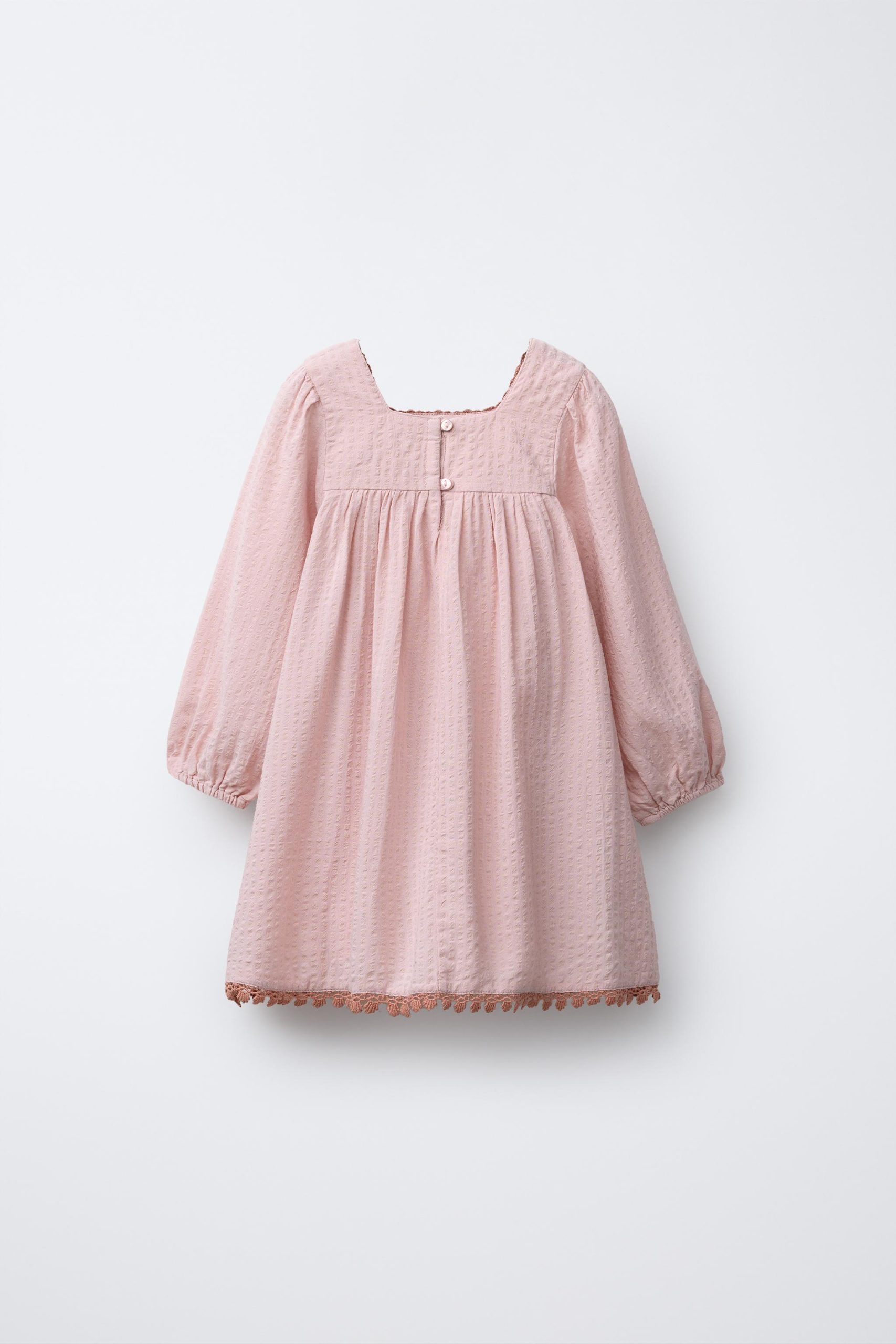 پیراهن بلند یقه صاف با آستین کشباف از برند زارا (بچه گانه)