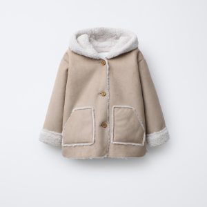 کت جلوبسته کلاهدار با آستین چین‌دار از برند زارا (بچه گانه)