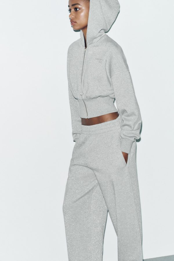 METALİK İPLİ CROP SWEATSHIRT - از برند زارا