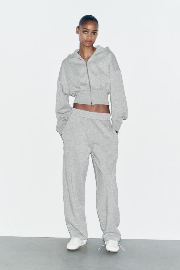 METALİK İPLİ CROP SWEATSHIRT - از برند زارا