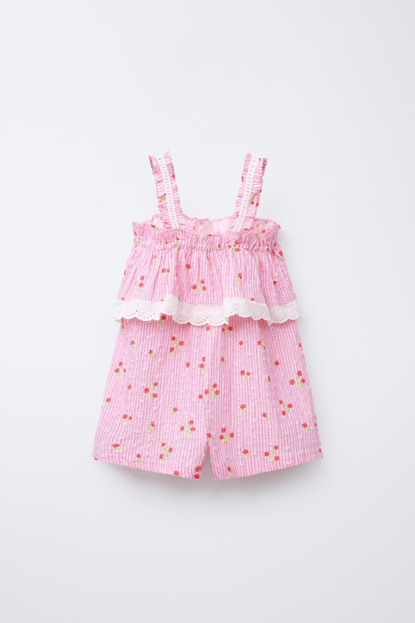 تولم کوتاه یقه صاف با توری گلدار از برند زارا (بچه گانه)