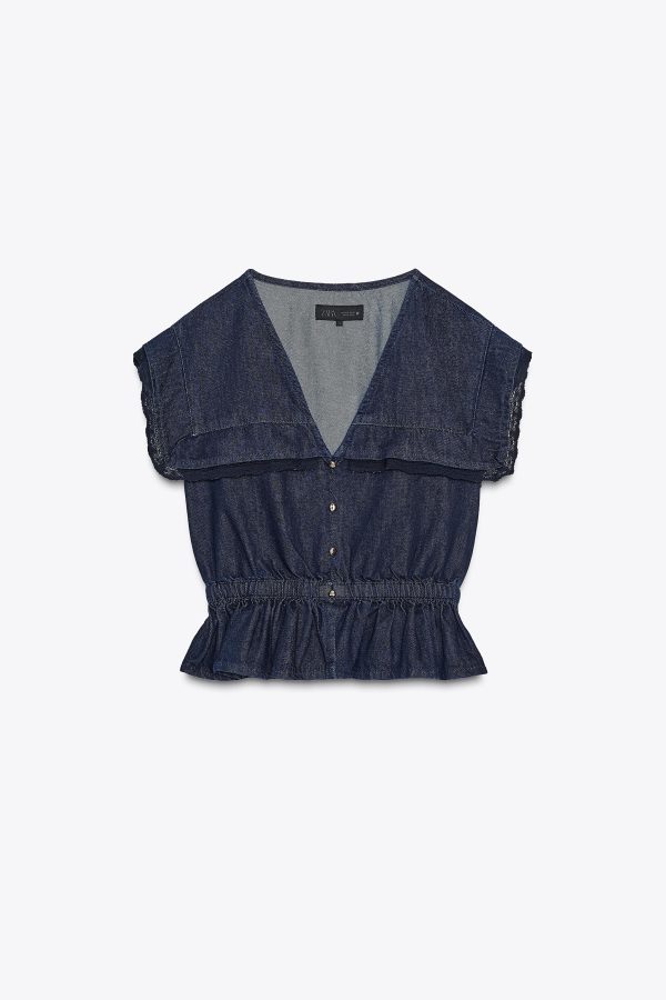 DANTEL DETAYLI DENIM GÖMLEK - از برند زارا