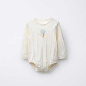 بادی یقه دوچرخه‌ای آستین بلند پنبه‌ای از برند زارا (بچه گانه)