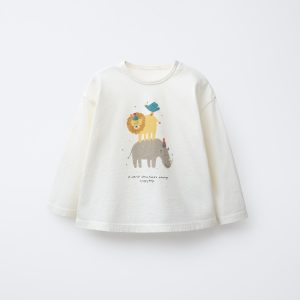 تی‌شرت آستین بلند با طرح حیوانات از برند زارا (بچه گانه)