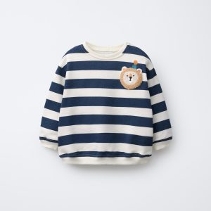 سویشرت آستین بلند یقه گرد طرح راه‌راه از برند زارا (بچه گانه)