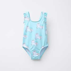 مایو آستین‌دار طرح یونیکورن با تزئینا از برند زارا