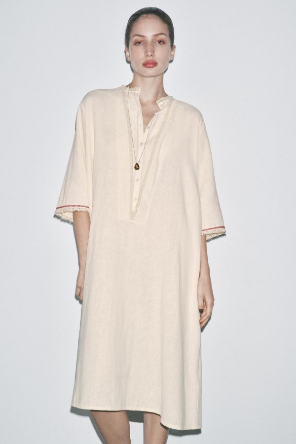 KONTRAST KETENLİ KAFTAN LIMITED EDITION - از برند زارا