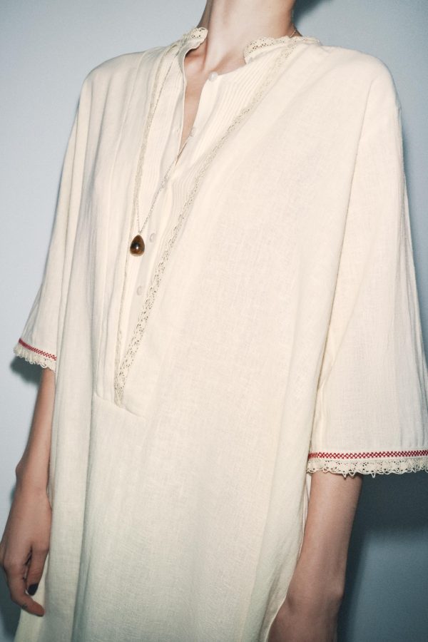 KONTRAST KETENLİ KAFTAN LIMITED EDITION - از برند زارا