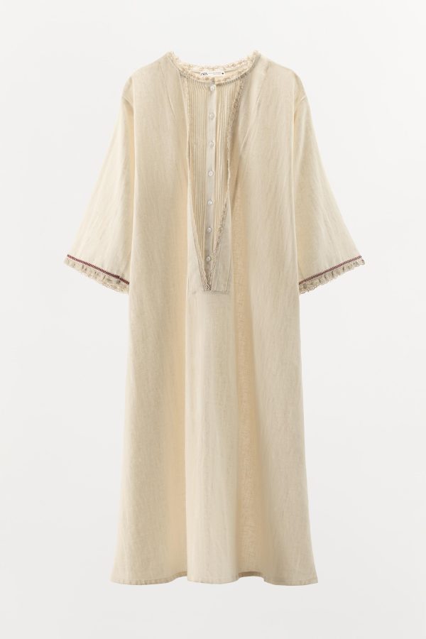 KONTRAST KETENLİ KAFTAN LIMITED EDITION - از برند زارا