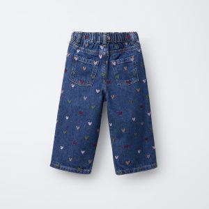 شلوار جین کلاهدار با جیب و گلدوزی از برند زارا