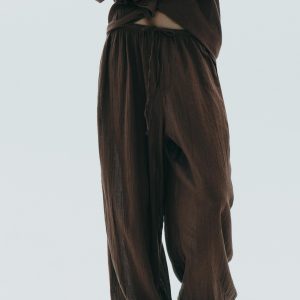 شلوار پنبه‌ای با کمر کشی و بند تنظیمی از برند زارا (زنانه)