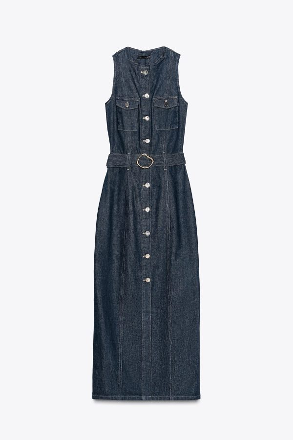 Z1975 DENIM KEMERLİ ELBİSE - از برند زارا