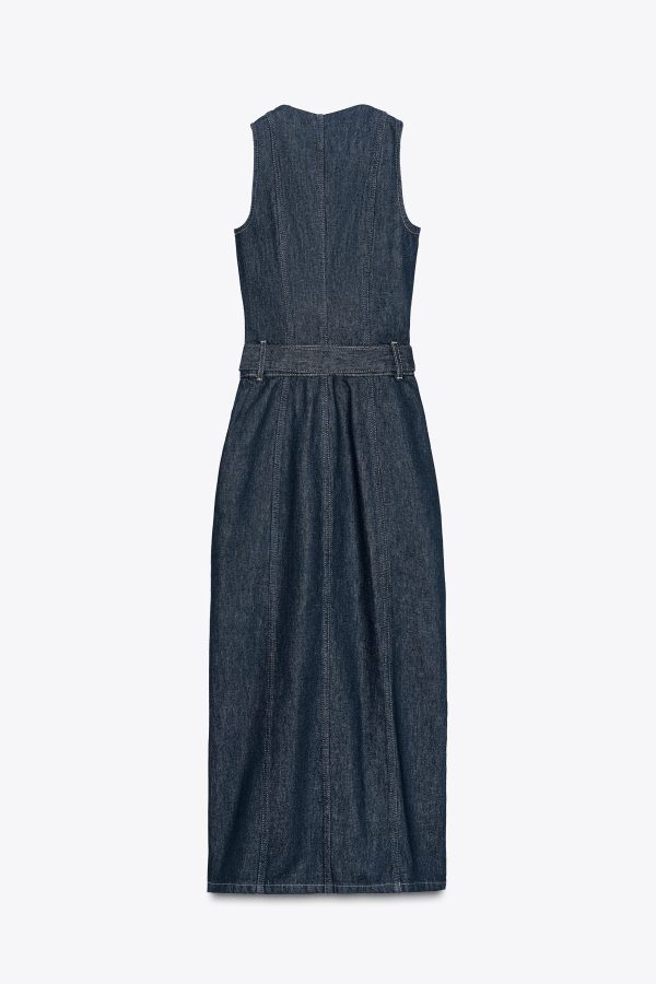 Z1975 DENIM KEMERLİ ELBİSE - از برند زارا