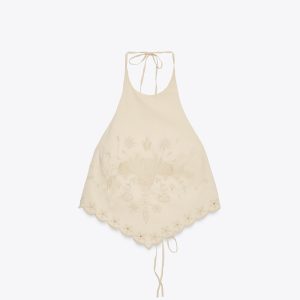 تیشرت یقه هالتر با گلدوزی از برند زارا (زنانه)