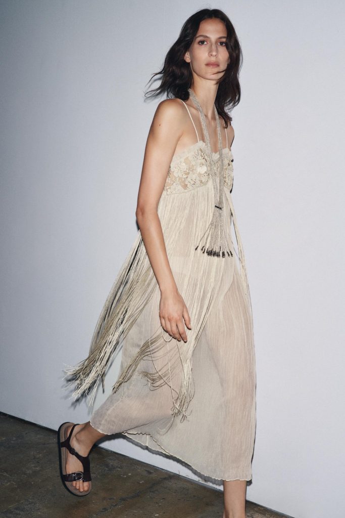 EMBROIDERED FRINGED COMBINATION DRESS - از برند زارا