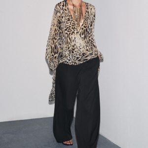 ZW COLLECTION PENSLİ DÖKÜMLÜ PANTOLON - از برند زارا