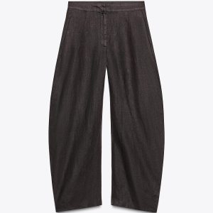 شلوار میان‌بلند کتان با جیب مخفی از برند زارا (زنانه)