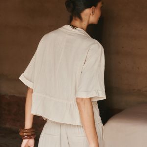 پیراهن کتان یقه ایستاده با جیب از برند زارا (زنانه)