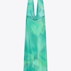 پیراهن بلند یقه هالتر با جزئیات باز از برند زارا (زنانه)