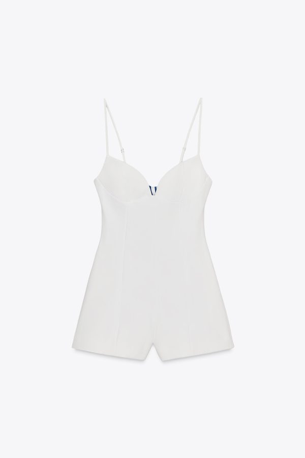 CUT OUT PAÇALI ÇİZGİİ KISA TULUM - از برند زارا