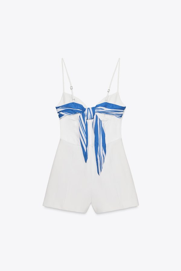 CUT OUT PAÇALI ÇİZGİİ KISA TULUM - از برند زارا