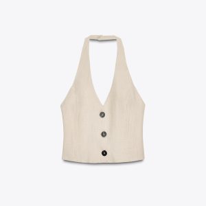 بلوز کوتاه یقه هالتر با پشت باز از برند زارا (زنانه)