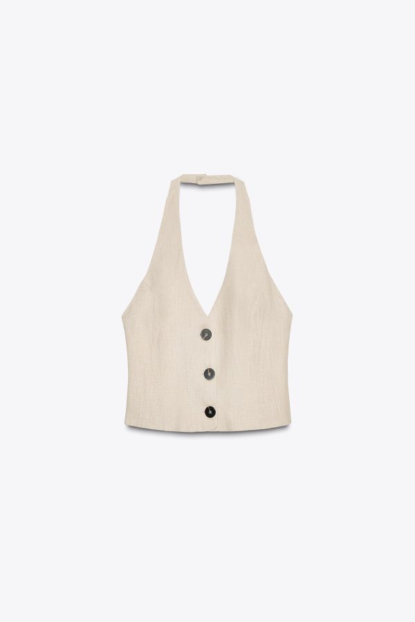 KETEN HALTER YAKA TOP - از برند زارا