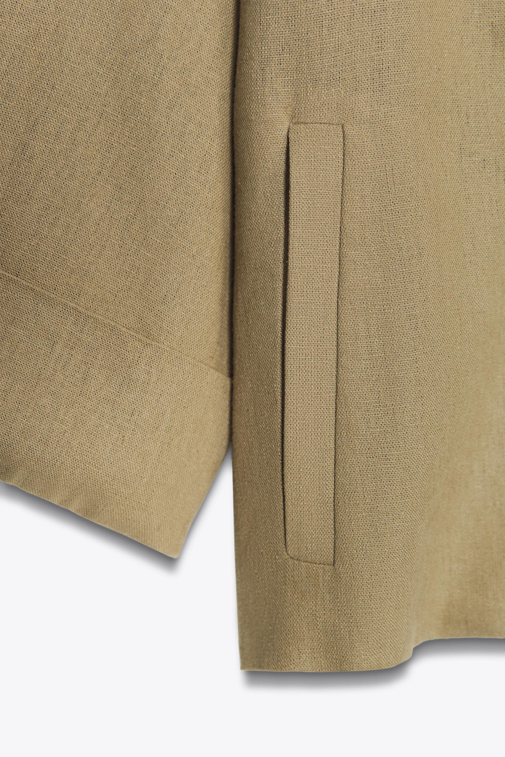 بلزر جکت کتان با یقه کلپا و جیب از برند زارا (زنانه)