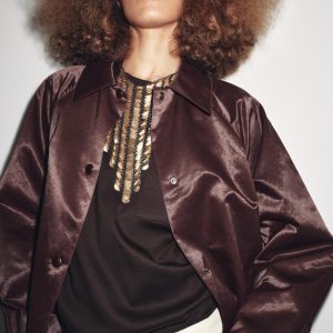 کت بلند زنانه ساتن با یقه و آستین بلن از برند زارا (زنانه)