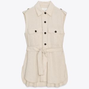 یلکی کتان با یقه‌دار و جیب‌دار از برند زارا (زنانه)