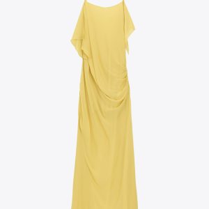 لباس بلند ویسکوز با یقه V و چاک از برند زارا (زنانه)