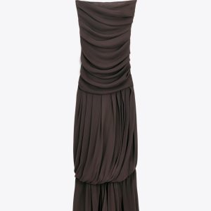 لباس بلند ویسکوز با دامن چین‌دار از برند زارا (زنانه)