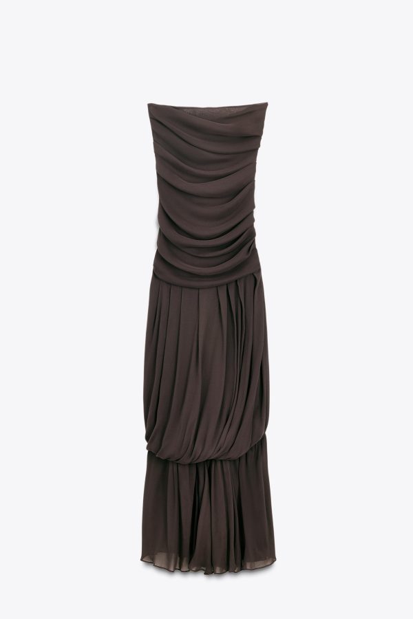 LIMITED EDITION DRAPELİ STRAPLEZ UZUN ELBİSE - از برند زارا