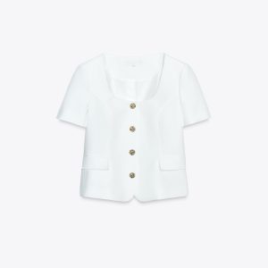 بلزر یقه‌دار پددار کوتاه با جیب از برند زارا (زنانه)